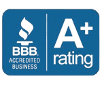 A badge for a Better Business Bureau (BBB) A+ rated Business.
